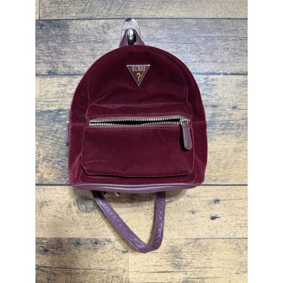New-RARE Guess Mini Backpack Red Velvet And Gold Color Women Ships Fast!!! - Picture 2 of 16